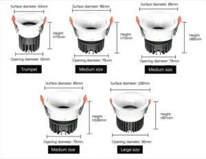 उच्च-गुणवत्ता कार्यालय आवासीय dimmable downlights एम्बेडेड समायोज्य downlights का नेतृत्व किया