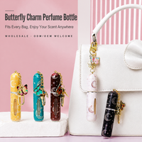 Atomiseur de parfum rechargeable avec breloque papillon, motif lune et étoile, flacon vaporisateur de voyage portable avec pendentif papillon