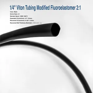 WWC 2:1 Viton Modified Fluoroelastomer Heat Shrink Tubing 3/32" 1/8" 9.5mm 1" 2" Oil Resistant Shrinkable Tube
