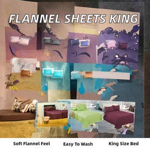 Textile Trends 4-Piece <strong>Flannelette</strong> <strong>Sheets</strong> Set (Fitted <strong>Sheet</strong> 25cm 2 <strong>Flat</strong> <strong>Sheets</strong> Matching Pillowcases) 100% Brushed Cotton Flannel - Product Image 2