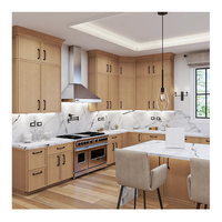 Armoire de cuisine en bois de style européen contemporain, intégrée, avec placage, stratifié, pour restaurant, garde-manger, rangement