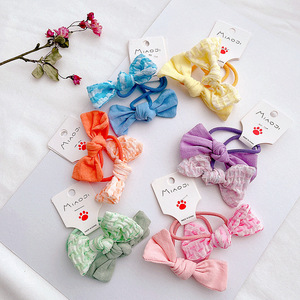 Er Niu. Korean Style Spring New 2-Piece Hair Tie Set: Candy Color Twill Hair Band for Girls - Product Image 1