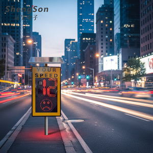 Señal de radar LED para exteriores con indicador de velocidad, alimentada por energía solar, con emoticono de cara triste y feliz para la seguridad vial - Product Image 4