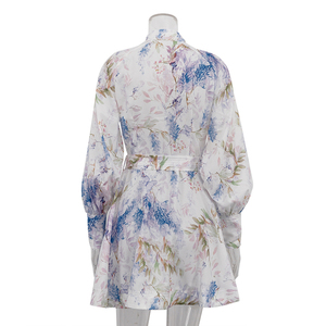 <span class=keywords><strong>Abito</strong></span> Estivo Corto da Donna con Colletto Alto, Bottoni, Cintura, Polsini con Zip, Design Chic, Maniche Lunghe e Stampa - Product Image 4
