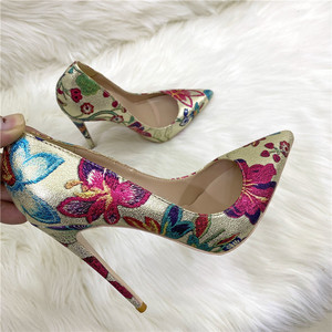 Women Customized Flower Styles <b>Pointed</b> <b>Toe</b> Sexy 8/10/12Cm Designer Shoes Plus Size 34-45 High Heels - Product Image 1