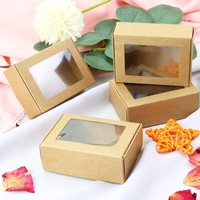 Mini boîtes en papier kraft rectangulaires avec fenêtres transparentes, boîtes à savon pour emballage fait maison, boîtes à friandises pour emballage cadeau de bonbons