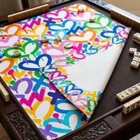 Tapis de mahjong double face imperméable et pliable en caoutchouc de 80 cm (31,5 pouces), durable, portable, professionnel, pour table de jeu de mahjong