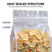 Sacs d'emballage transparents en PE à fond plat, scellés, autoportants, réutilisables, pour aliments pour animaux, chips de pommes de terre, thé parfumé et grains de café