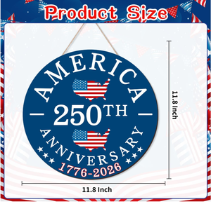Letrero <span class=keywords><strong>para</strong></span> Puerta del 4 <span class=keywords><strong>de</strong></span> Julio, 250 Aniversario <span class=keywords><strong>de</strong></span> la Independencia Americana, 1776-2026, Letrero Colgante <span class=keywords><strong>de</strong></span> <span class=keywords><strong>Madera</strong></span> <span class=keywords><strong>para</strong></span> Decoración <span class=keywords><strong>de</strong></span> Hogar, Porche y Exteriores - Product Image 2