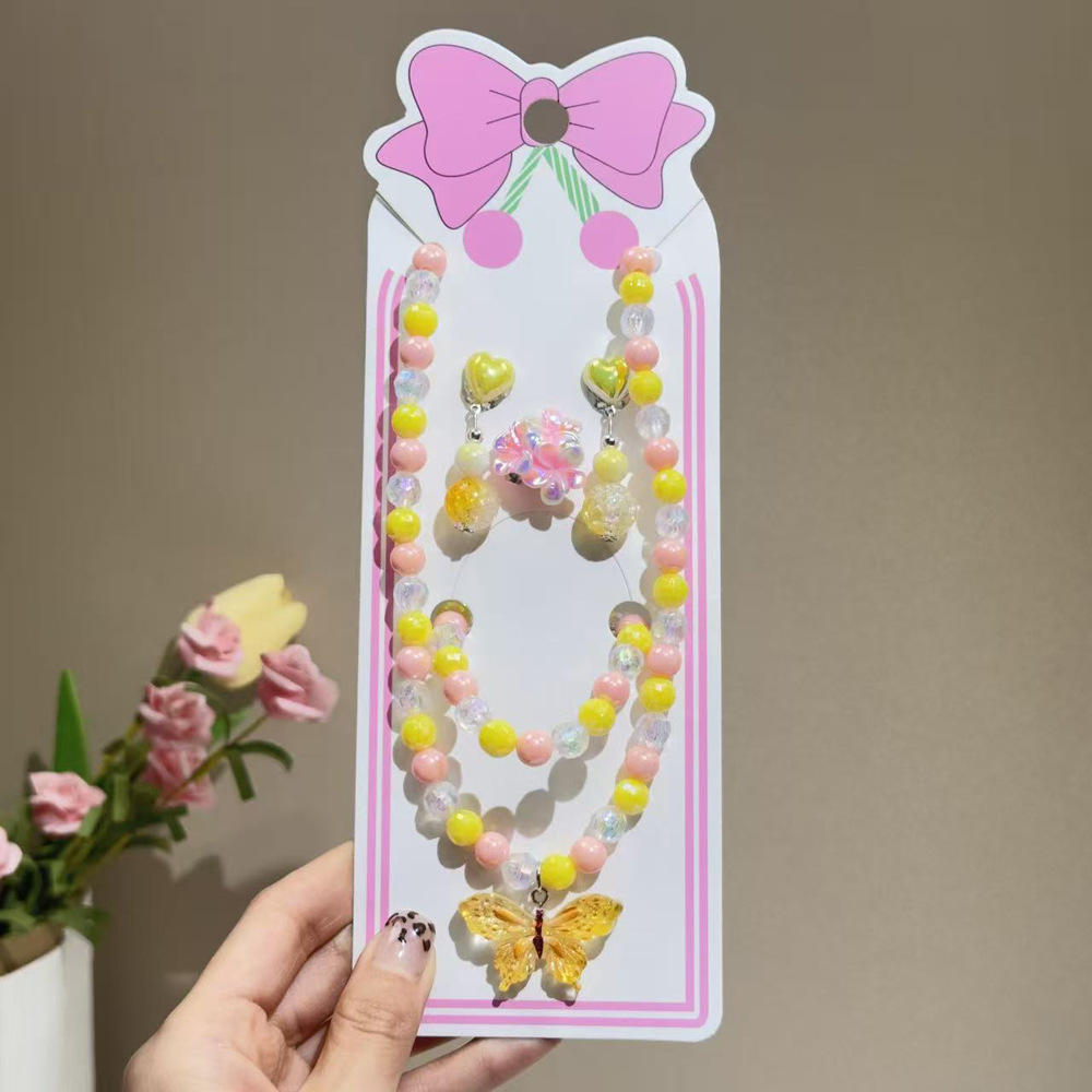 Necklace Accessories Children Necklace Bracelet Ring Set Hot Selling Jewelry Girls Cartoon Accessories