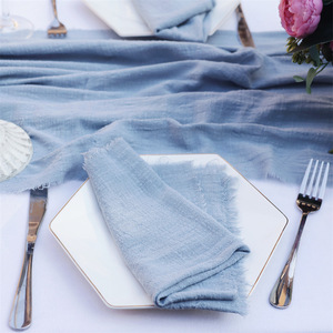 42x42cm serbet kain buatan tangan katun 100% taplak meja makan malam Rustic Linen serbet meja untuk pesta pernikahan Baby Shower - Product Image 4