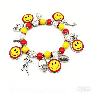 Bracelet élastique perlé pour équipes de football, basketball, baseball, avec logo personnalisé en résine époxy, bracelet promotionnel pour supporters sportifs - Product Image 2