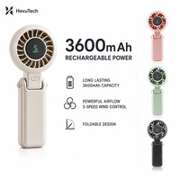 Ventilateur portable pliable H12, 3600 mAh, mini ventilateur électrique rechargeable par USB, ventilateur de bureau avec affichage numérique LED, vente en gros