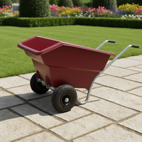 Brouette basculante en acier de 125 L, chariot de jardin junior robuste, outil manuel haute productivité pour le béton, la terre, le sable, le paillis et l'agriculture