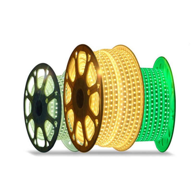 Высоковольтная наружная 110 В 220 В SMD 5050 одноцветная RGB Светодиодная лента 50 м/рулон 100 м/рулон