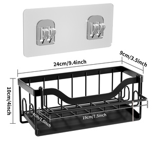 Organisateur d'évier <span class=keywords><strong>de</strong></span> cuisine <span class=keywords><strong>auto</strong></span>-adhésif avec support pour éponge et plateau d'égouttage automatique - Product Image 5
