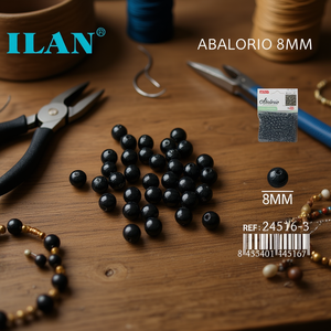 Perline Nere Ilan Abalorio da 8mm per Creazione di Gioielli - Product Image 3