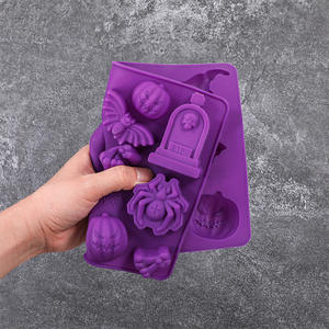 Nouveau Halloween chauve-souris araignée crâne citrouille série de modélisation mousse au chocolat <span class=keywords><strong>moule</strong></span> en silicone comestible - Product Image 4