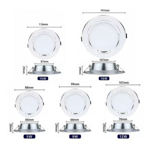 ดาวน์ไลท์ 5W 9W 12W 15W 18W โคมไฟเพดาน LED ทรงกลมแบบฝัง AC 220V 230V 240V แสงในร่ม แสงวอร์มไวท์ แสงคูลไวท์ - Product Image 3