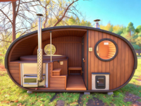 Sauna et bain à remous électriques modernes populaires pour l'extérieur, combinaison idéale pour appartements, capacité 2 personnes
