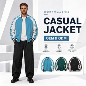 Giacca Varsity da Uomo Stile Unico con Colletto Rialzato e Logo Frontale, <span class=keywords><strong>Abbigliamento</strong></span> <span class=keywords><strong>Casual</strong></span> <span class=keywords><strong>Invernale</strong></span> Caldo Tinta Unita - Product Image 5