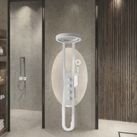 Ensemble de douche thermostatique multifonction noir en laiton avec mitigeur de bain et douche pluie, robinets doseurs, pour usage hôtelier, montage mural, finition nickel