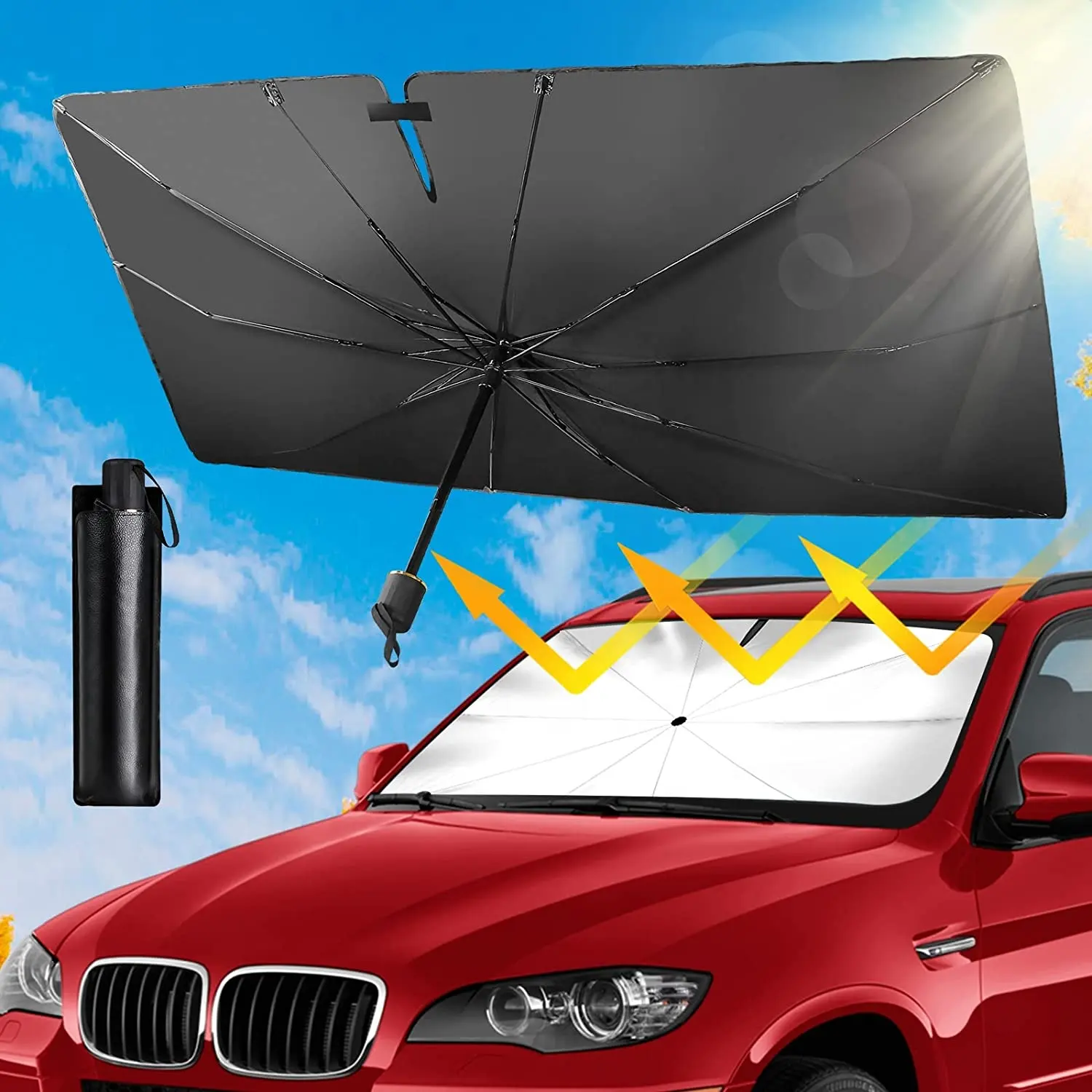 Sun Block UV bảo vệ xe ô Sun Shade có thể gập lại kính chắn gió dù để che nắng xe phía trước cửa sổ ô cho xe