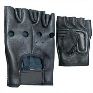High Quality Goat Skin Leather Half Finger Cycling Gloves Keven Impex KI-1602 Breathable Hook Loop Closure Unisex Summer Use - Product Image 1