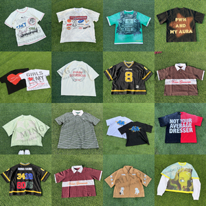 Wholesale Custom Embroidery Printing Logo Vintage Mens Crop Top Boxy Fit Pearl Rivets <strong>Zip</strong> <strong>up</strong> Shirt <strong>Zip</strong> <strong>up</strong> <strong>Polo</strong> Shirt - Product Image 4