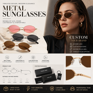 CONCHEN High Quality New Arrival Luxury Ladies Oval Stainless Steel Frame Trendy Polarized Glasses OEM/ODM Women <b>Sunglasses</b> - Product Image 1