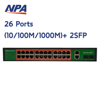 Commutateur réseau Gigabit 28 ports 26GE+2SFP 10/100/1000 Mbps Montage en rack 56 Gbps Plug and Play pour caméra IP NVR ANPA AP-6028GE