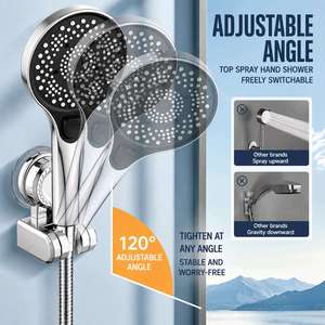 Support <span class=keywords><strong>de</strong></span> <span class=keywords><strong>douche</strong></span> mural à ventouse électroplaqué <span class=keywords><strong>sans</strong></span> perçage, installation facile, design moderne, fonction mobile - Product Image 4