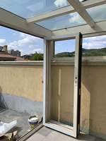 Porte pliante en aluminium et verre sur mesure, porte à double battant isolée thermiquement pour jardin