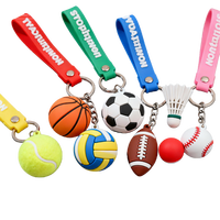 Porte-clés en forme de ballon de sport en PVC souple de dessin animé à la mode, pendentif de décoration, imperméable, léger, logo personnalisé, cordon à main