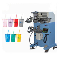 Máquina de Impresión de Serigrafía Semiautomática para Botellas de Plástico Redondas, Planas y Ovaladas, Vasos de Papel para Té con Leche
