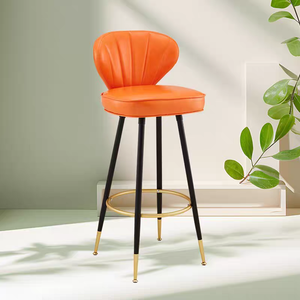Chaise de <span class=keywords><strong>bar</strong></span> en métal de luxe style nordique, tabouret haut avec dossier pour la maison, chaise d'îlot moderne pour cuisine et restaurant - Product Image 4