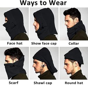 Chapeau à capuche confortable pour hommes et femmes, masque de ski, coupe-vent, casquette de cyclisme d'hiver, cagoule en polaire thermique, cache-cou - Product Image 3