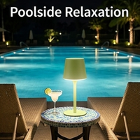 Lampe de table de restaurant portable, romantique, étanche IP54, verte et noire, pour extérieur, facile à transporter, 3800mAh, recharge USB, à intensité variable