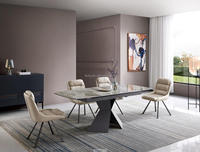 Meuble de salle à manger au design moderne, forme carrée étendu, avec plateau en verre 3D, 1600/2000x900x760mm