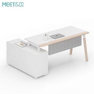 Modern Commercial White Desks Furniture Organizer Lifting Socket High Tech Executive Wooden <b>Drawer</b> Corner Office Computer Desk - Product Image 2