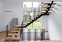 Escalier de maison de villa à guichet unique Escaliers droits flottants Conceptions d'escaliers intérieurs en bois durables personnalisés