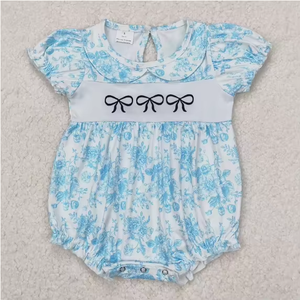 Romper de Manga Corta con Estampado a Cuadros Rosa para Bebés, con Bordado de Lazo - Product Image 5