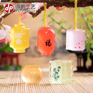 Dp <b>Miniature</b> Resin Lanterns With Silk Screen Printing Flameless Home Decoration Desktop Car Ornament - Product Image 2