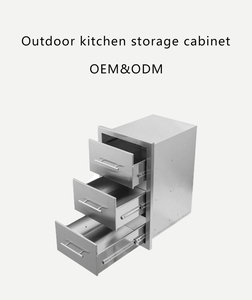 Armadio da <span class=keywords><strong>Cucina</strong></span> Speciale in Acciaio Inossidabile con Tre Cassetti, Montaggio a Parete per Uso Interno/Esterno, Facile da Aprire e Chiudere - Product Image 1