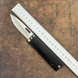 سكين جيب تكتيكي قابل للطي بشفرة فولاذية 5CR15 متينة ومقبض فولاذي أسود للتخييم والبقاء على قيد الحياة والإنقاذ في الهواء الطلق، تصنيع حسب الطلب - Product Image 4