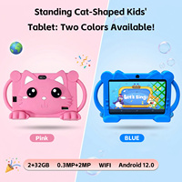 Nouvelle tablette éducative pour enfants Green Choice avec poignée en forme de chat, 7 pouces, Android 12, 2 Go de RAM, 32 Go de ROM, alimentée par énergie solaire, économe en énergie