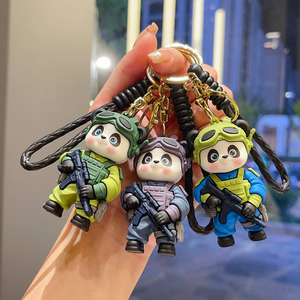 Porte-clés créatif en PVC avec panda <span class=keywords><strong>de</strong></span> dessin animé électroplaqué, pendentif pour sac, décoration <span class=keywords><strong>de</strong></span> voiture, petit cadeau, vente en gros - Product Image 4
