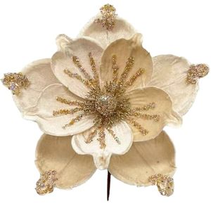 <b>Red</b> Velvet Christmas Flower Tree <b>Ornament</b> Glitter Christmas Flowers for Christmas Tree Decorations - Product Image 1