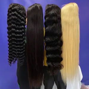 12A Wholesale Cuticle Aligned Raw India Hair Pre Plucked Straight Lace Front Wigs with Baby Hair Human Hair Wigs for Black Women