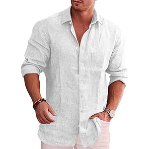 <span class=keywords><strong>Camicia</strong></span> da <span class=keywords><strong>Uomo</strong></span> a Maniche Lunghe Casual in Tinta Unita di <span class=keywords><strong>Lino</strong></span> e Cotone Taglie Forti di Grande Successo - Product Image 5